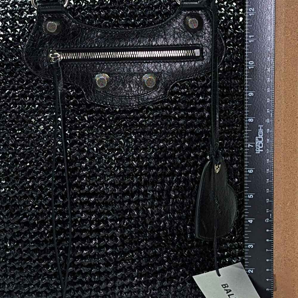 Balenciaga Women's Large Le Cagole Panier Black Raffia Tote Bag (MSRP $1,750) - Picture 12 of 13